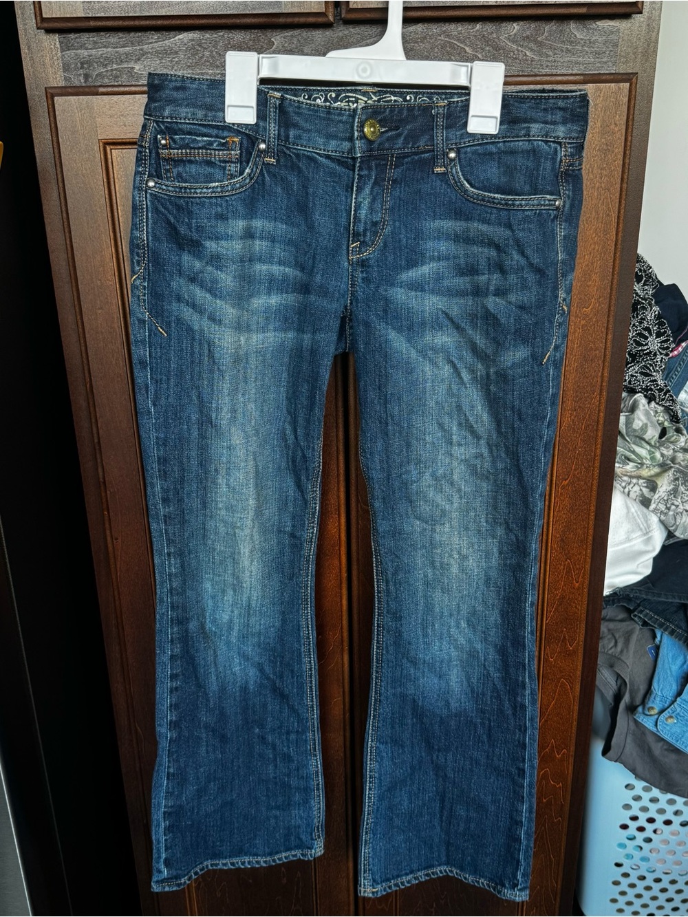 Express VTG Y2K Bootcut Jeans Low Rise Stella Short 6 Short Dark Wash